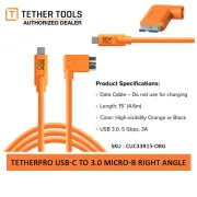 Tether Cables and Acc Tether Tools USB C to 3.0 Micro B Right Angle (4.6m) CUC33R15-ORG