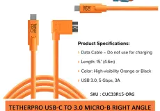 Tether Cables and Acc Tether Tools USB C to 3.0 Micro B Right Angle (4.6m) CUC33R15-ORG 1 ~item/2024/10/19/tether_tools_usb_c_to_3_0_micro_b__9