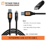 Tether Cables and Acc Tether Tools USB 3.0 to USB C Black (4.6m) Tether Pro CUC3215-BLK