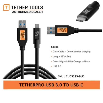 Tether Cables and Acc Tether Tools USB 3.0 to USB C Black (4.6m) Tether Pro CUC3215-BLK 1 ~item/2024/9/27/tether_tools_usb_3_to_usb_c__10